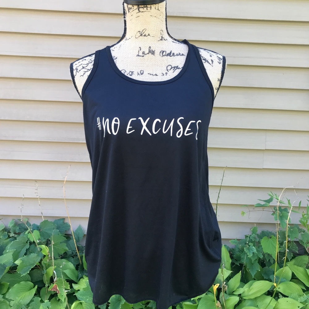 NO EXCUSES Black Flowy Racerback Tank - Picture 2 of 4